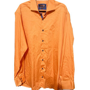 Axxess Men's Dress Shirt Button Up XXXL Orange Flip cuffs 3XL 100% Cotton
